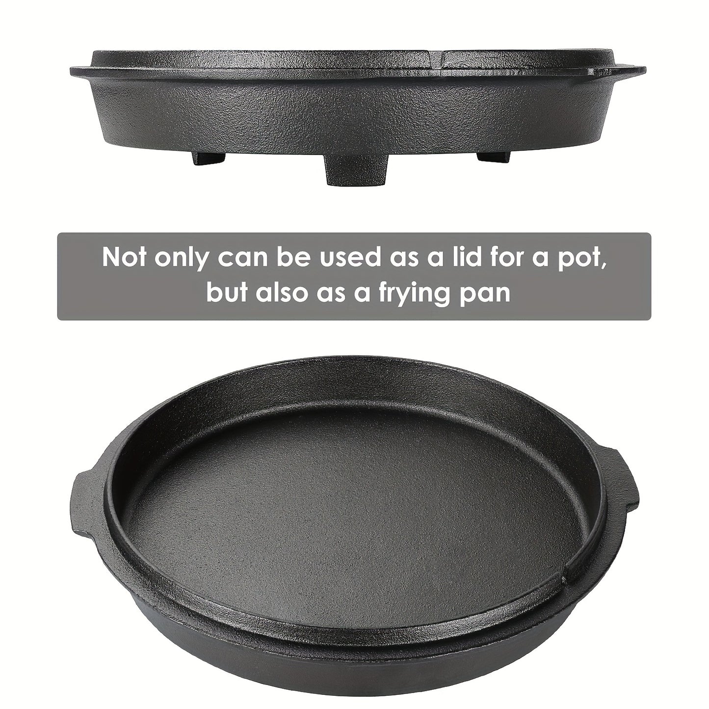 13.2/9.7/7.8/5 Quart Pre-Seasoned Cast Iron Dutch Oven with Lid Lifter Handle, Stand, and Griddle for Camping, BBQ, Baking