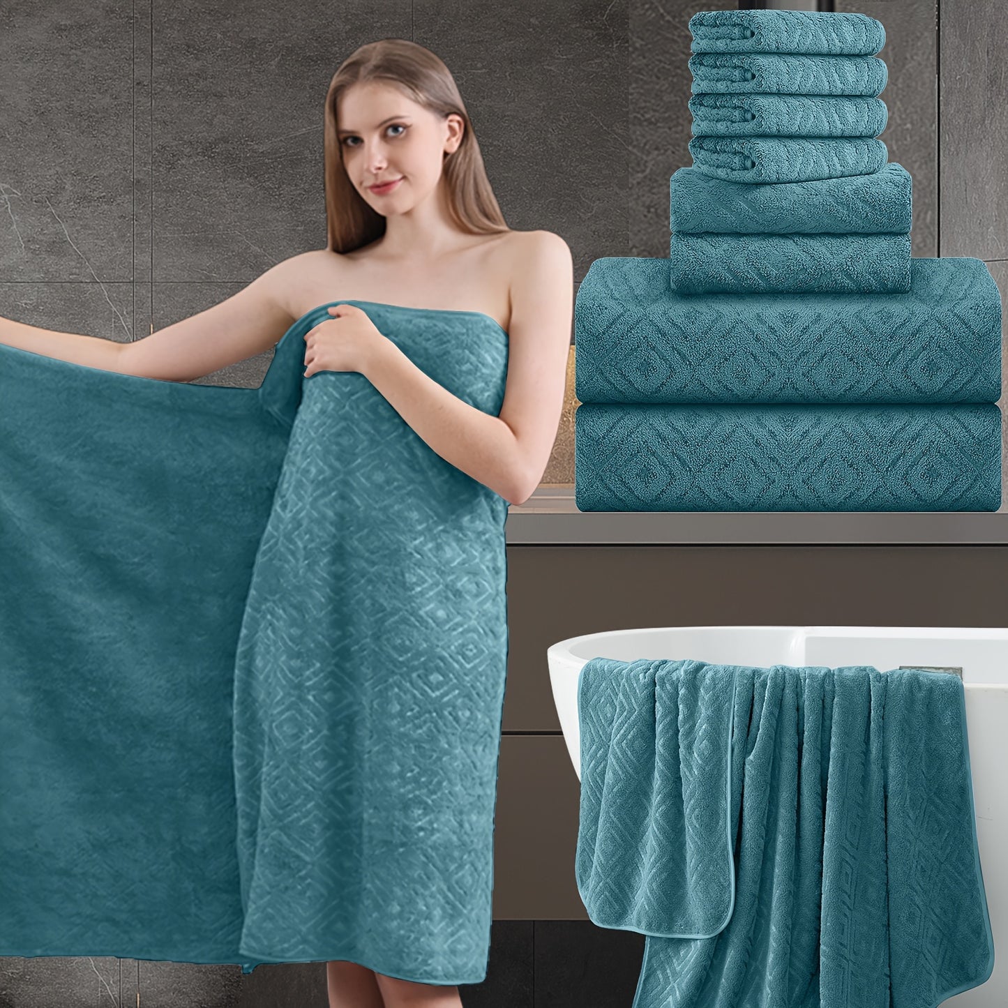 8 Piece Extra Large Bath Towel, Ultra-Soft Thick Bath Towel Highly Absorbent Quick Dry Towel 750GSM Includes 2 Oversized Bath Towels & 2 Hand Towels & 4 Towels for Bathroom Hotels Gym