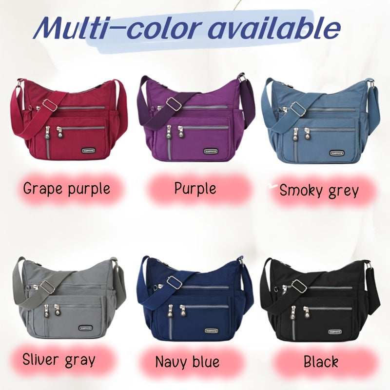 Women'S Single Crossbody Multi Strap Method Bag, Waterproof Multi-Pocket Capacity Nylon Outing Lightweight Cloth Bag