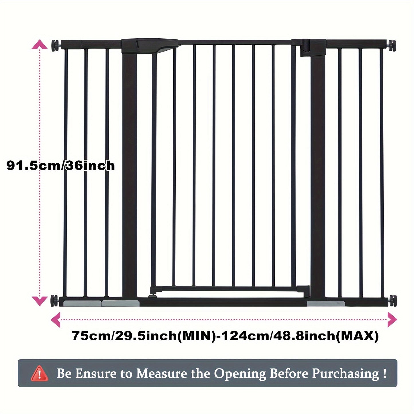 36" Extra Tall Baby Gate for Stairs Doorways, Fits Openings 29.5" to 48.8" Wide, Auto Close Extra Wide Dog Gate for House, Pressure Mounted Easy Walk Through Pet Gate with Door