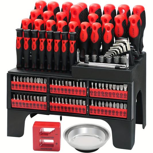 118PCS Magnetic Screwdriver Set, Screwdriver Set With Plastic Racking, Precision, Slotted, Phillips, Hex, Pozidriv, Torx Screwdriver Set And Magnetizer Demagnetizer DIY Tools For Tools Gift