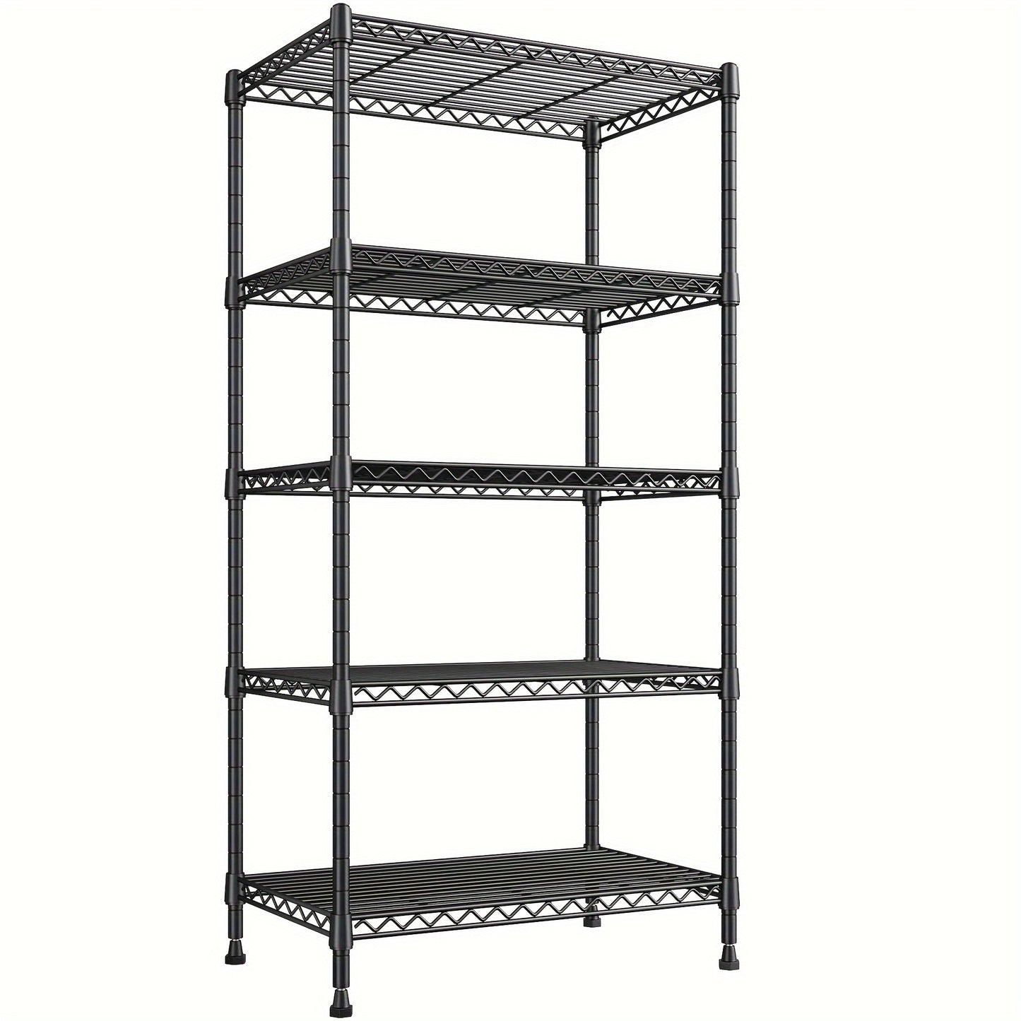 5-Tier Shelving Units 62" Adjustable Storage Shelves Sturdy Wire Shelf Adjustable Metal Shelves Detachable Storage Rack For Kitchen Laundry Living Room Heavy Duty Organizers And Storage Shelf, 11.6"D X 21.5"W X 62.5"H