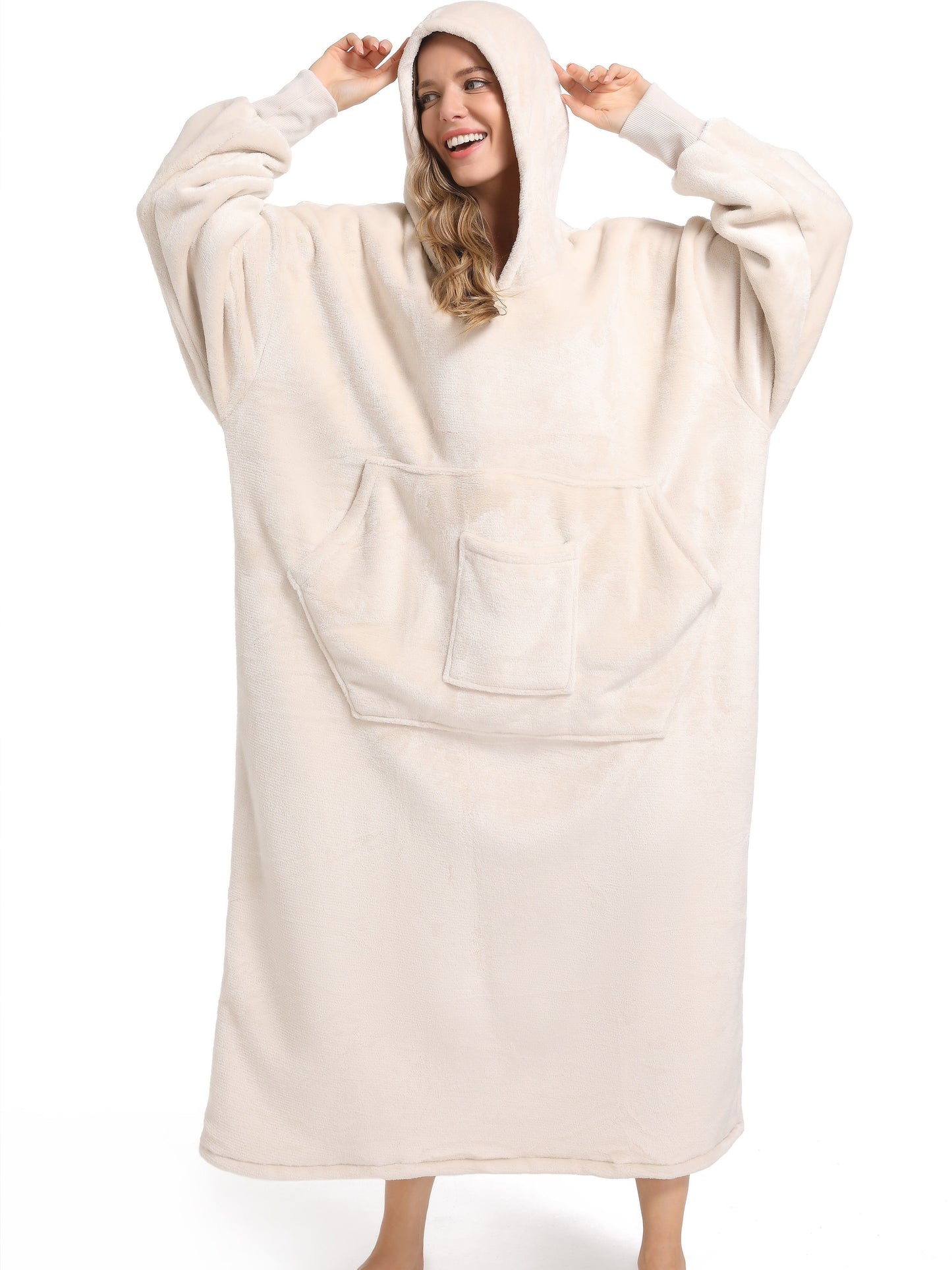 Cozy Giant Wearable Blanket Hoodie Sweatshirt - Oversized Sherpa with Long Sleeves, Huge Pocket, Soft Fleece Lining, and Warm Insulation - Perfect for Adult Women, Indoor Outdoor Use