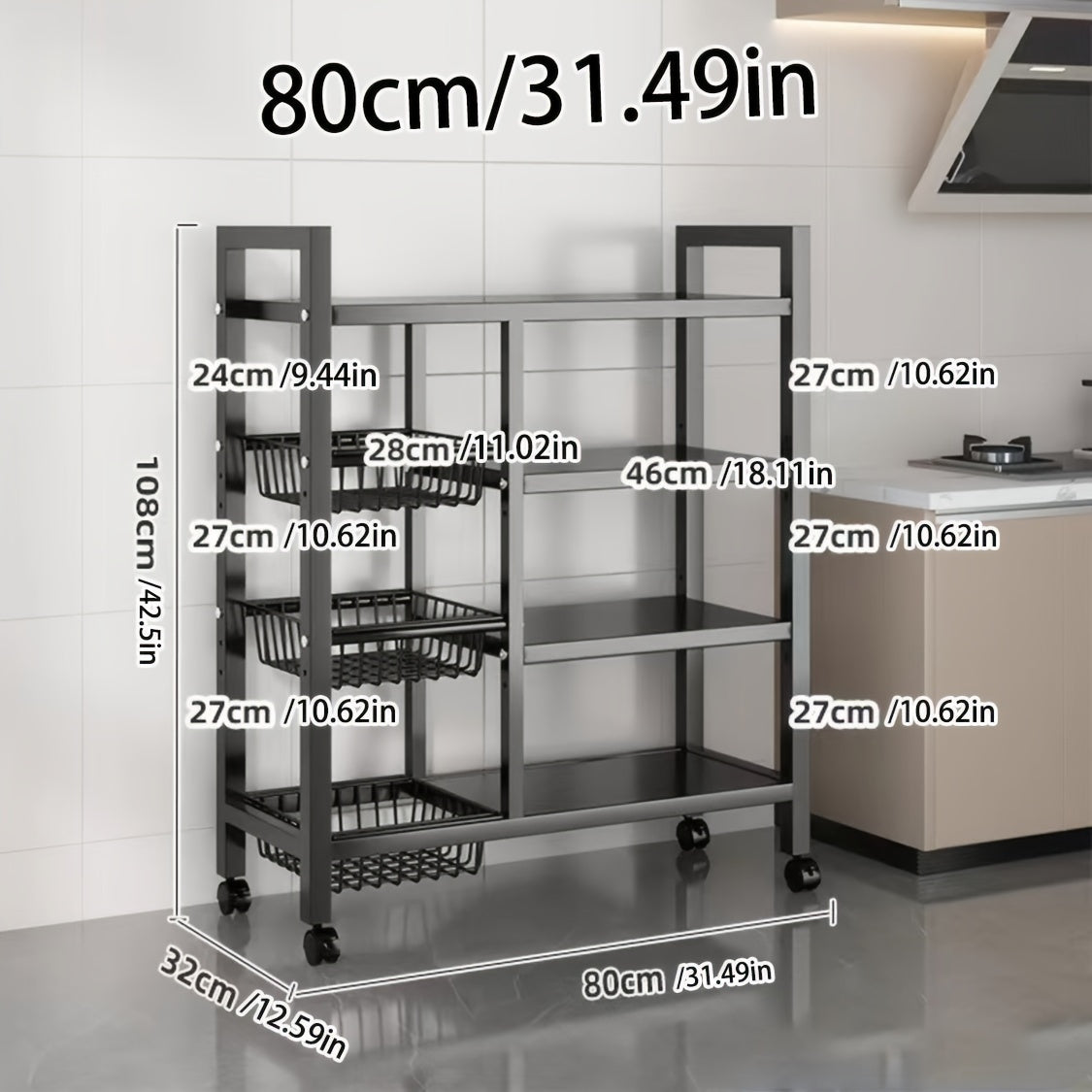 Large Capacity Multi-tier Shelving Unit - Multilayer Design, Super Load-bearing, Suitable For Kitchen, Bathroom, Study, Solving Storage Challenges Effortlessly