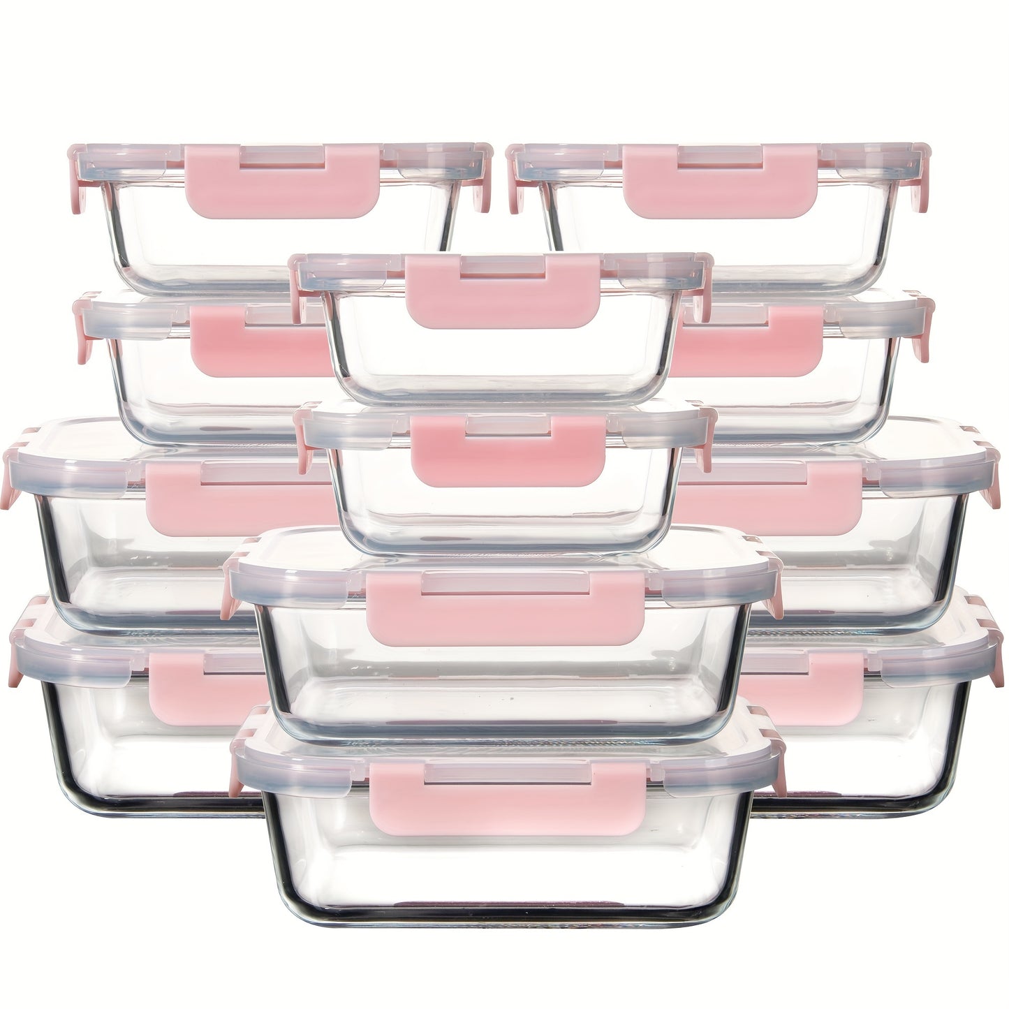 24Pcs Borosilicate Glass Food Storage Containers Set - Airtight, Microwave and Dishwasher Safe, Ideal for Meal Prep and Lunches with 12 Lids and 12 Glass Bowls