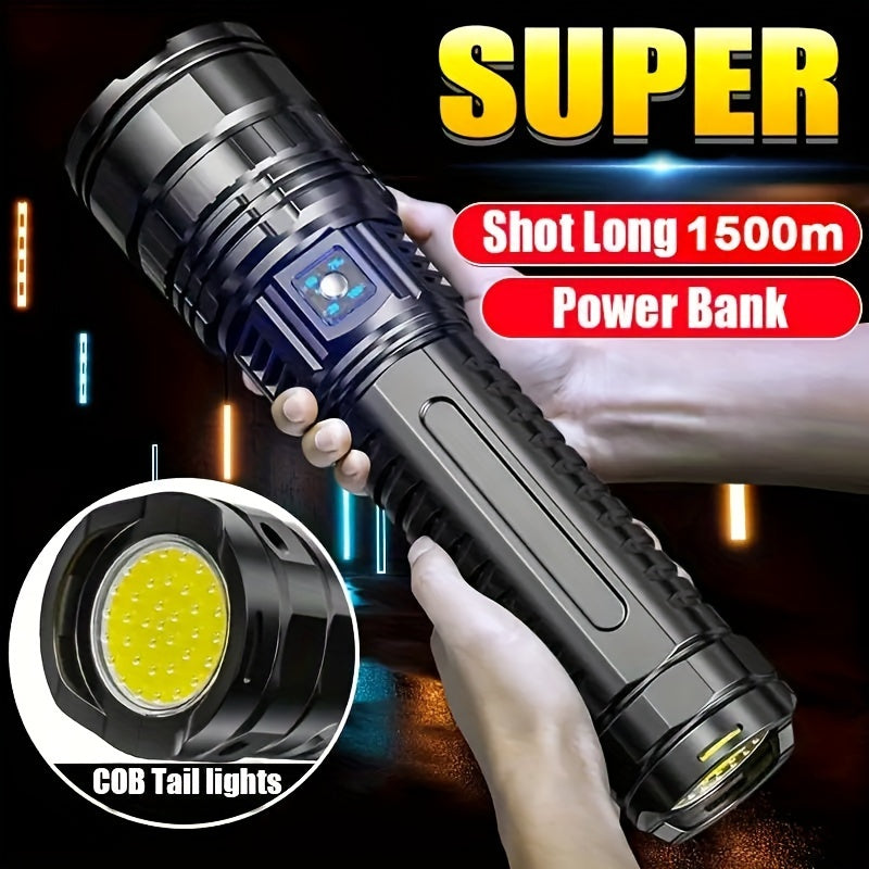 Rechargeable LED Flashlights, With 5 Lighting Modes, Waterproof, Long Lasting Powerful Handheld Bright Flashlight For Emergencies Camping, Rescue, Hunting, Inspection, Repair Outdoor Running, Hunting, Camping, Hiking