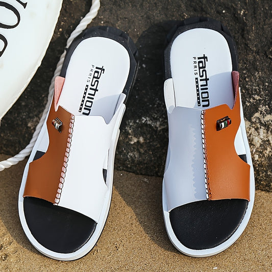 Mens Stylish Colour Block Slippers - Trendy Open Toe Design, Ventilated & Comfortable - Anti-Slip, Durable for Indoor/Outdoor - Perfect Mens Summer Footwear for Casual Wear