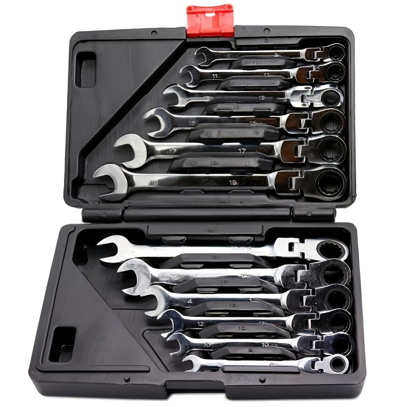 12-Piece Versatile Ratchet Wrench Set - Quick-Shift, Dual-Use, 72-Tooth Mechanics Hand Tool with 180-Degree Swivel Head for Durable DIY and Professional Use - Perfect for Tight Spaces and Heavy-Duty Projects