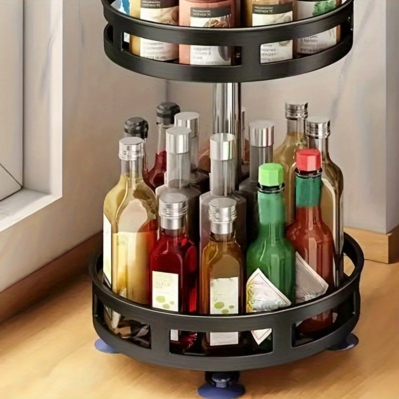 rotatable kitchen seasoning rack, metal turntable, rotatable spice and seasoning storage rack, kitchen seasoning jar organizer, kitchen accessories